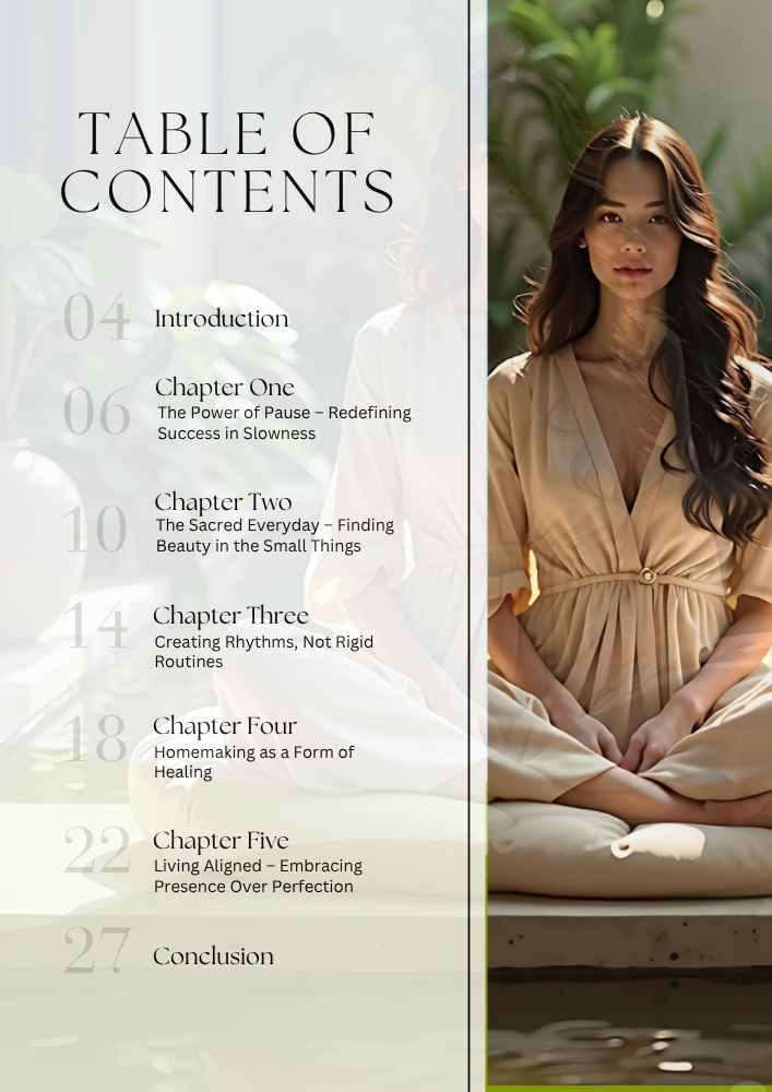 Daily practice of presence, slow living for women, intentional motherhood ebook, how to slow down your life, reclaim peace and joy as a busy mom, homemaking for mental wellness, rhythms not routines for women, soulful self-help books for women, Serendipity Success intentional living, mompreneur guide to peaceful living, aligning with your values and purpose